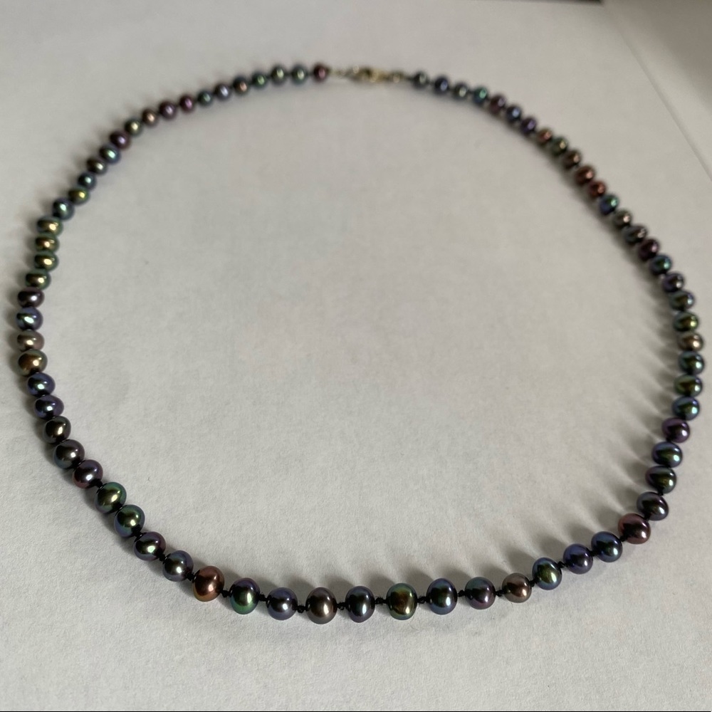Genuine Freshwater Pearl Purple Blue Green Women’s Sterling 925 Choker Necklace - Picture 4 of 6